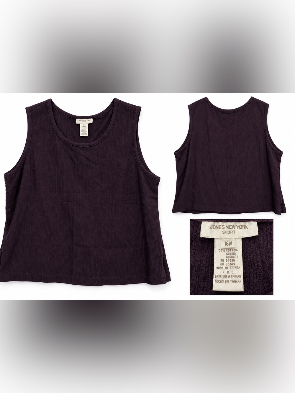 Jones New York Sport Plum Sleeveless Top – 16W